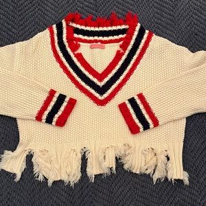 Fringe cropped sweater